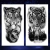 Oottati 8 Sheets Forest Lion Jesus Tiger Cross Skull Rose Crown Old School Arm Leg Temporary Tattoo Stickers