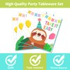 96 Pcs Sloth Animal Party Supplies Sloth Birthday Party Tableware Set Sloth Hanging Decorations Kids Sloth Themed Baby Shower Birthday party Paper Plate Napkin Fork 24 Guests