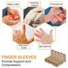 Zittop 10 pcs Finger Sleeves, Thumb Splint Brace Support Protector Breathable Elastic Finger Tape for Pain Relief Arthritis Trigger Finger Sports Aid Basketball Baseball Volleyball（Skin）