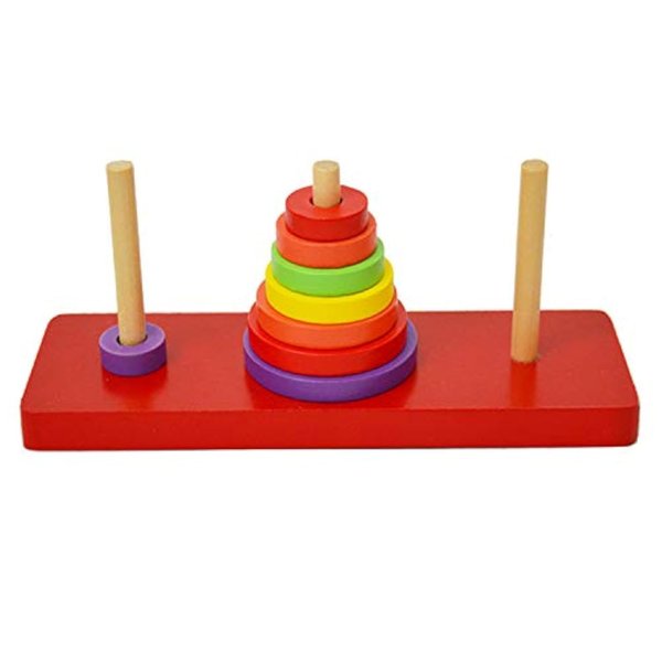 Hanoi Puzzle Tower of Hanoi Wooden Puzzle Brain Teaser 8 Rings Hanoi Tower
