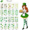 St. Patrick's Day Temporary Tattoos Sticker Shamrock Tattoos Waterproof Sweat Green Hat Clover Face Irish Festival Sticker for Boy Girl Body Arm Face Decoration (20 Sheets, 60x105mm/2.36×4.13in)