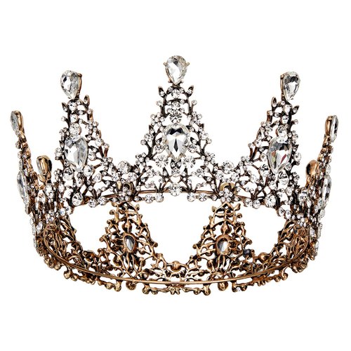 AW BRIDAL Crowns for Women - Baroque Queen Crown, Vintage Wedding Tiara for Bride Crystal Headpieces for Halloween Costume Party Prom Pageant Party Quinceanera Birthday, Bronze