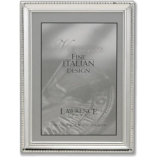 Lawrence 11645 Verona Collection 4-Inch x 5-Inch Metal Silver Picture Frame with Beads