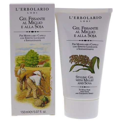 L'Erbolario Millet And Soya Styling Gel - Provides Nourishment And Shine - Thickening Effect - Rich Creamy Gel - Shapes Any Type Of Hairstyle - Controls Hard To Manage Hair - 5.07 Oz
