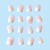 Ombre Press on Nails Short Square Fake Nails Nude False Nails Pink Nails Press ons Full Cover Acrylic Stick on Nails Gradient White French Tip Glossy Glue on Nails for Women Manicure Set 24Pcs