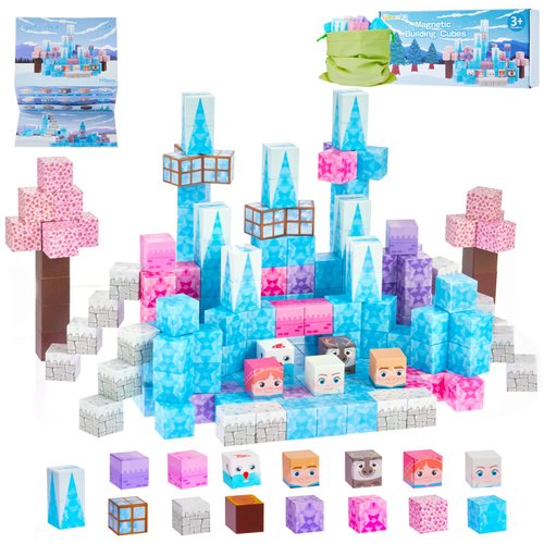 Magnetic Block Set - 110 Pcs Magnetic Building Blocks - Magnet Princess Magic Ice World, Magnetic Tiles, Magnetic Toys, Magnetic Building Cubes, STEM Building Game & Sensory Gift for Kids ages 4+