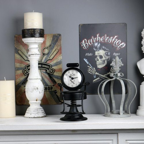 AOROTOE Barber Gifts for Men Barber Shop Decor Barber Chair Desk Clock Hairdresser Hairstylist Gift Ideas Table Top Clock 6.7" W x 8.6" H Black