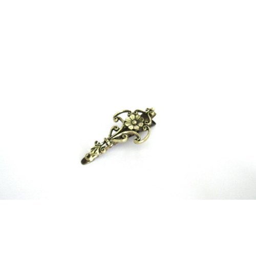 Generic Smaller bronze flower design hair pin alligator clip fine thin hair