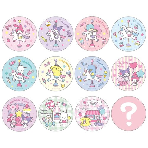 Cute Kitty Character and Friends Random Holographic Glitter Button Pin Mystery Blind Box Blind Bag (1PC)