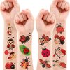 96 PCS Ladybug Temporary Tattoos Sticker Bug Birthday Party Decorations Supplies Favors Celebration Gifts for Girls Boys Baby Showers Prizes Cute Beetle Tattoo School Reward Themed