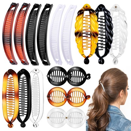 18 PCS Banana Hair Clips Classic Clincher Combs Fishtail Hair Clip Ponytail Hair Holder for Women Girls, 4 Styles
