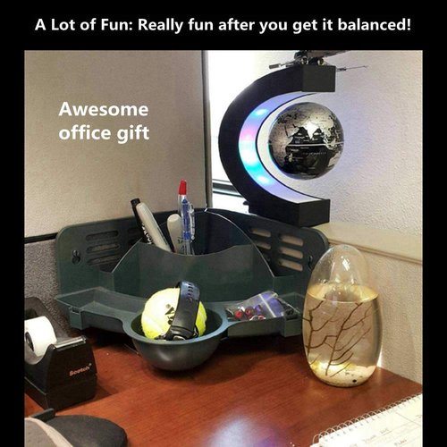 Magnetic Levitation,Petforu High Rotation C Shape Magnetic Suspension Maglev Levitation Globe with LED Lights for Learning Education Teaching Demo Home Office Desk Decoration(US Plug) - Black