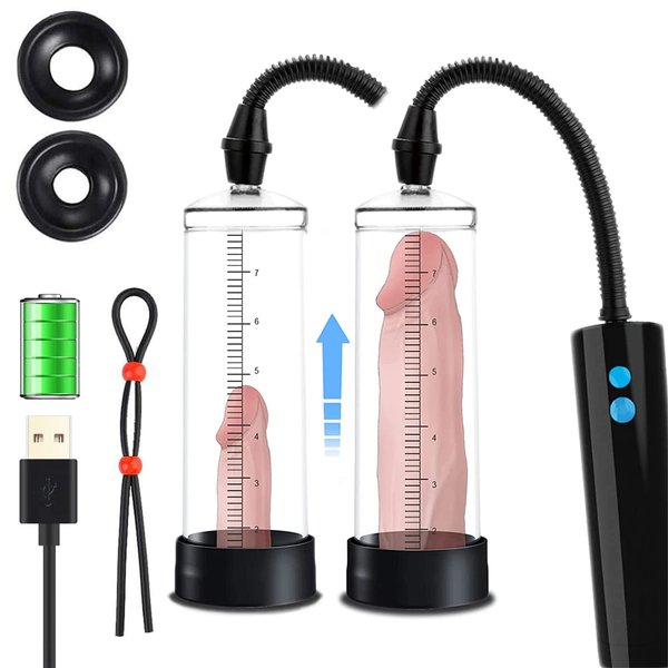 Electric Penis Pump with 3 Suction Intensities, Live4cool USB Rechargeable Electronic Automatic Vacuum Pump for Stronger Bigger Erections, Male Sex Toys, Mens Rings