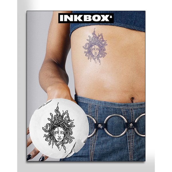 Inkbox Temporary Tattoos, Semi-Permanent Tattoo, One Premium Easy Long Lasting, Water-Resistant Temp Tattoo with For Now Ink - Lasts 1-2 Weeks, Medusa Tattoo, 4 x 4 in, Medusa