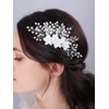 JWICOS Bride Wedding Hair Comb Flower Crystal Wedding Hair Accessories for Women and Girls Pearl Hair Piece for Brides and Bridesmaids