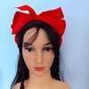 JINBUYAO Red Bow Headband For Women Black Knot Hair Bands Big Bowknot Hair Hoop Knotted Wide Turban Headbands Hair Band Bows Hair Accessories (Brown)