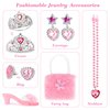 Jaolex Princess Toddler Dress Up Shoes Pretend Play Jewelry Toys Set 3 Pairs of Shoes with Tiara Earrings Necklaces Ring Role Play Shoes Set for Little Girls Aged 3-6 Years Old