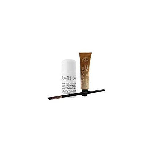Combinal Cream Hair Dye (Light Brown) .5 oz with Brush & 5% Hydrogen Peroxide .7 oz