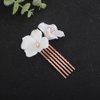 Teyglen Bride Flower Wedding Hair Comb Bridal Flower Headpiece Small Cute White Flower Pearl Hair Piece Decorative Hair Jewelry Accessories for Women Girls (Rose gold)