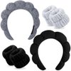 AOPRIE SPA Headbands for Washing Face Makeup Headbands with Bow Hair Band Women Facial Head Band Wrist Towel Wraps For Shower Face Mask Gray Black, 6 Pack