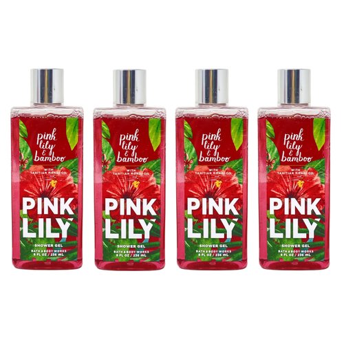Generic Bath and Body Work PINK LILY & BAMBOO 4 Pack Shower Gel Bundle - 8 fl oz / 236 mL each