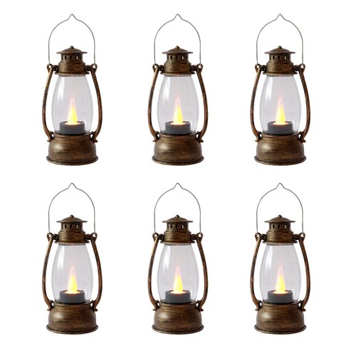 Reperla Mini Lanterns 12-Pcs LED Small Lanterns Decorative Indoor Outdoor Hanging Lantern Decorative Candle Lanterns Farmhouse Decor for Weddings Western Camping Party Halloween Christmas Decorations