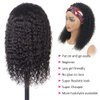 Eooma Curly Headband wig Human Hair 16 inch No Gel Kinky Curly Headband Wigs for Black Women 180 Density Scarf None Lace Front Wigs Human Hair