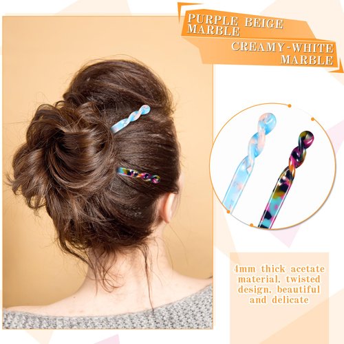 12 Pieces Acetate Hair Sticks Hair Chopsticks Tortoise Shell Hairpin Leopard Print Shell Hair Pins Vintage Chinese Hair Chopstick Hair Styling Accessories for Women, 6 Style (Vivid Pattern)