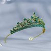 Baroque Princess Tiara for Women, Royal Queen Crown Diadem Headband, Crystal Costume Accessories for Prom Birthday, Green