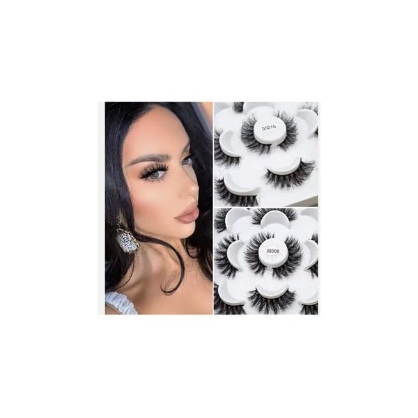 Generic Fluffy Faux Mink False Eyelashes Set, 5 Pairs, Long Full Volume Styles DD Curl Shape, Black