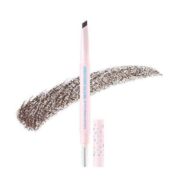 UNICORN GLOW Tri Tip Eyebrow Auto Pencil, #1 Black Brown - Triangular Brow Pencil - Create, Color & Control Eyebrows with Precision | Long-Lasting Triangular Point Eyebrow Pencil