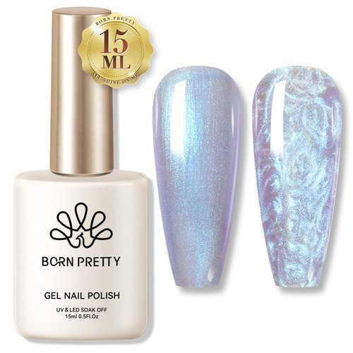 Born Pretty Pearl Gel Nail Polish Auroras Blue Pearlescent Shell Shimmer Mermaid Nail Gel Polish Glitter Drawing Gel Polish Soak Off U V Led Curing Requires Nail Gel for Salon Home DIY Manicure Use