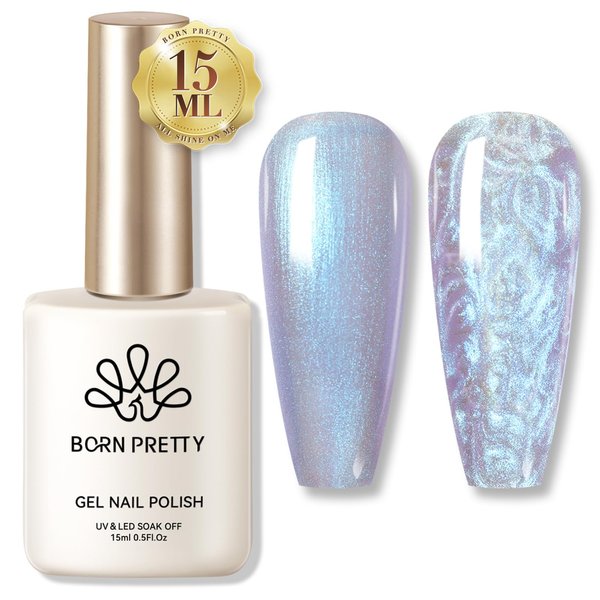 Born Pretty Pearl Gel Nail Polish Auroras Blue Pearlescent Shell Shimmer Mermaid Nail Gel Polish Glitter Drawing Gel Polish Soak Off U V Led Curing Requires Nail Gel for Salon Home DIY Manicure Use