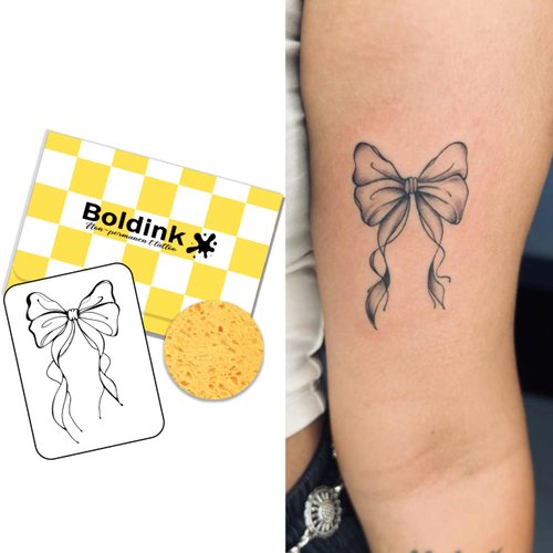 Boldink Temporary Tattoos, semi permanent tattoos, 15-day long lasting tattoo sticker, waterproof and anti-reflective, unique design（Bowknot 2）