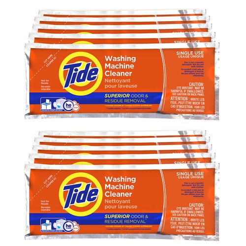 Washing Machine Cleaner by Tide, 10 Count, NEW Milder Scent with the Power of Oxi, Washer Machine Cleaner Powder Detergent for Front and Top Loader Machines (Packaging May Vary)