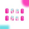 24 Pcs Square Press on Nails Short Preppy Fake Nails Cute Floral False Nails with Design Pastel Nails Press ons Spring Glue on Nails Glossy Reusable Stick on Nails Artificial Nails for Women Girls