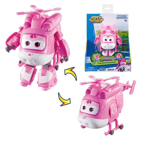 Super Wings Transformer Toys, 5 in Dizzy Airplane Transformer Figures Toys, 2 in 1 Mode Rescue Bots Action Figure Toys for 3-5 Year Old Boys Girls, Fun Plane Toys for Toddlers Kids Age 3 4 5 6 7