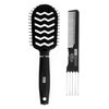 Milano Collection Professional Wig and Extension, No Tangle, Durable, Salon Grade Brush and Teasing Comb Duo, Brush and Comb Set - Black