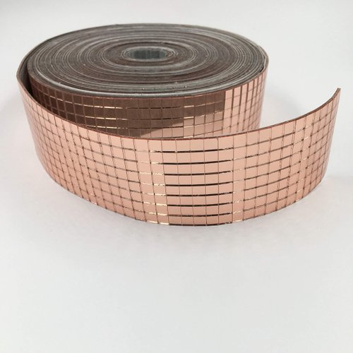 NUO RUI Real Glass Craft Mini Square Mirrors Mosaic Tiles Mirror Sheets Mosaic Sticker (Rose Gold)