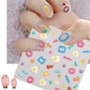 Cute Nail Art Stickers Decals 5D Jelly Beans Nail Decals Embossed Fondant Gum Nail Art Supplies Colorful Line Letter Fried Eggs Design Nail Stickers Self-Adhesive Water Drop Star Nail Art Decals 4PCS