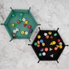 SIQUK 2 Pieces Dice Tray PU Leather Dice Trays Folding Hexagon Dice Holder Tray for Dice Games Like RPG, DND and Other Table Games (Cyan and Black)