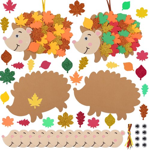 Fennoral 12 Pack Hedgehog Crafts for Kids Make You Hedgehog Foam Stickers DIY Autumn Art and Craft for Boys Girls Party Supply Art Activities Birthday Gifts Fall Thanksgiving Decoration