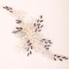 BERYUAN Purple Wedding Hair Comb with Crystal Rhinestone and Pearls, Silver Bride Hair Accessory for Brides