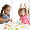 JugueteLand Wooden Pop up Toaster Play Kitchen Set, 17PCS Play Food Accessories for Toddlers Early Learning,Pretend Play Breakfast Playset, Toys Gift for Toddlers Girls & Boys