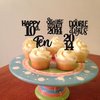 30PCS Black 10th Birthday Cupcake Toppers Glitter Ten Happy 10th Straight Outta 2014 Cupcake Picks for Cheers to 10 Years 10th Birthday Wedding Anniversary Party Cake Decorations Supplies