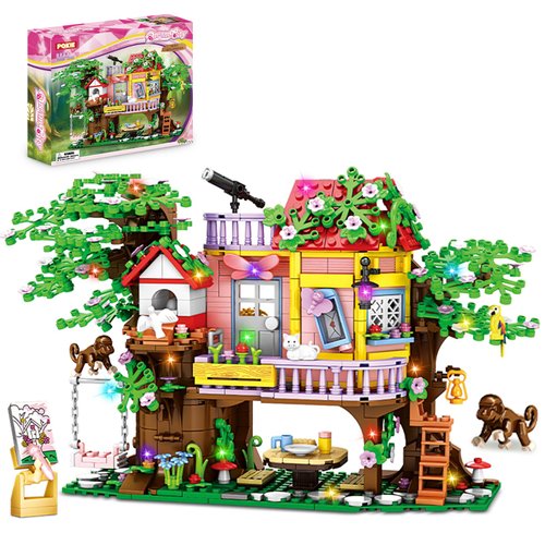PQKIE Tree House Building Blocks Sets,840 Piece Girls Creative Forest House Building Blocks Toy,STEM Friendship Tree House with Flowers Animals,Christmas Birthday Gifts for Kids Girls Boys Ages 6-12+