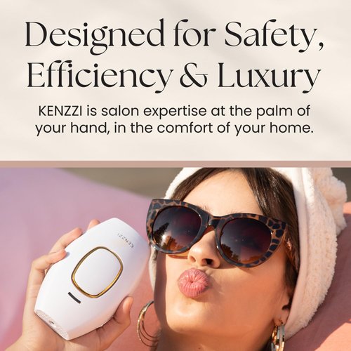 Kenzzi IPL Hair Removal Device - Permanent Hair Remover and Hair Growth Reduction Handset for Long Lasting Results - Pain-Free At Home Laser Hair Removal for Whole Body Treatment