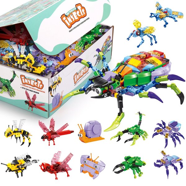 IAMGlobal 12 Packs Mini Animal Building Blocks Toy Set, Party Supplies Gifts Party Favor, Animals Figures Stem Toys, Birthday, Carnival Prizes