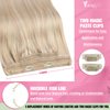 YoungSee Wire Hair Extensions Highlights Wire Real Human Hair Extensions Ash Blonde Highlights Bleach Blonde with Strawberry Highlights Hair Wire Extensions for Natural Look 18In 80G
