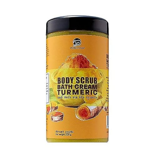 PornThap Premium Organic Body Scrub Bath Cream TURMERIC Formula (1.35LB) 550 g. PEARL BODY SCRUB mixed Dead Sea Salt & Nutrients INCLUDES, Fast Results First Use Exfoliating, Help for All Skin Problem